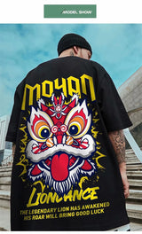 Glitchcore Angelcore design – Lion Dance Funny Graphic Men T Shirts Printed 2025 Summer Hi