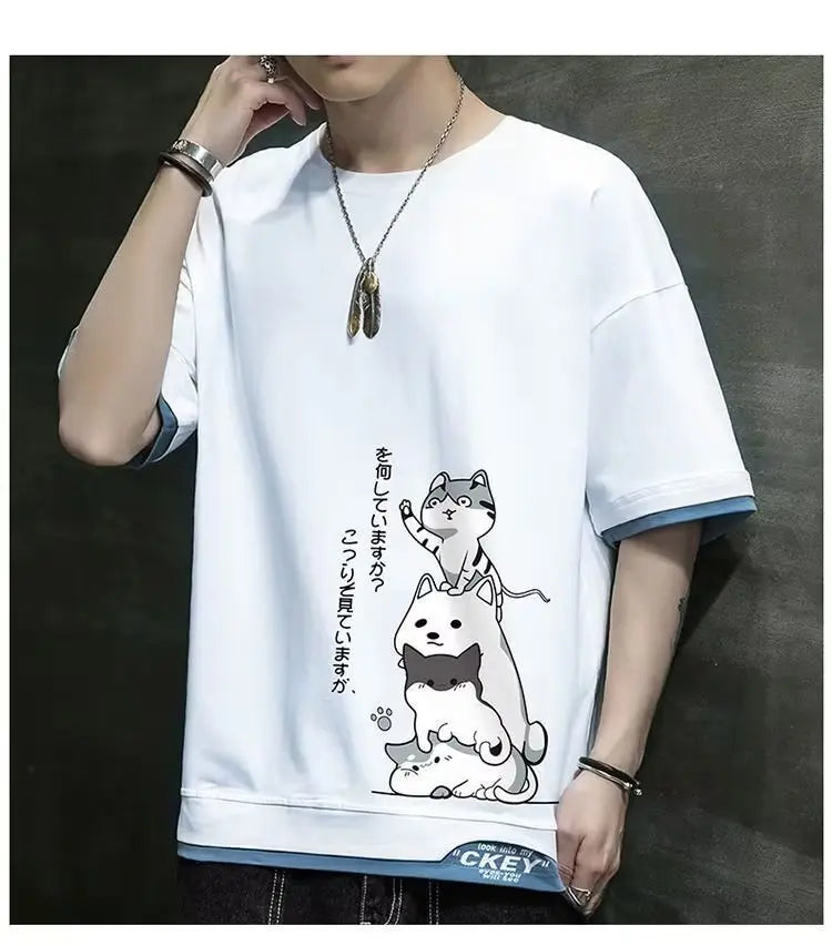 Y2k Aesthetic piece – New Mens Harajuku T Shirt Japan Graphic Hot Sale Cartoon Cas
