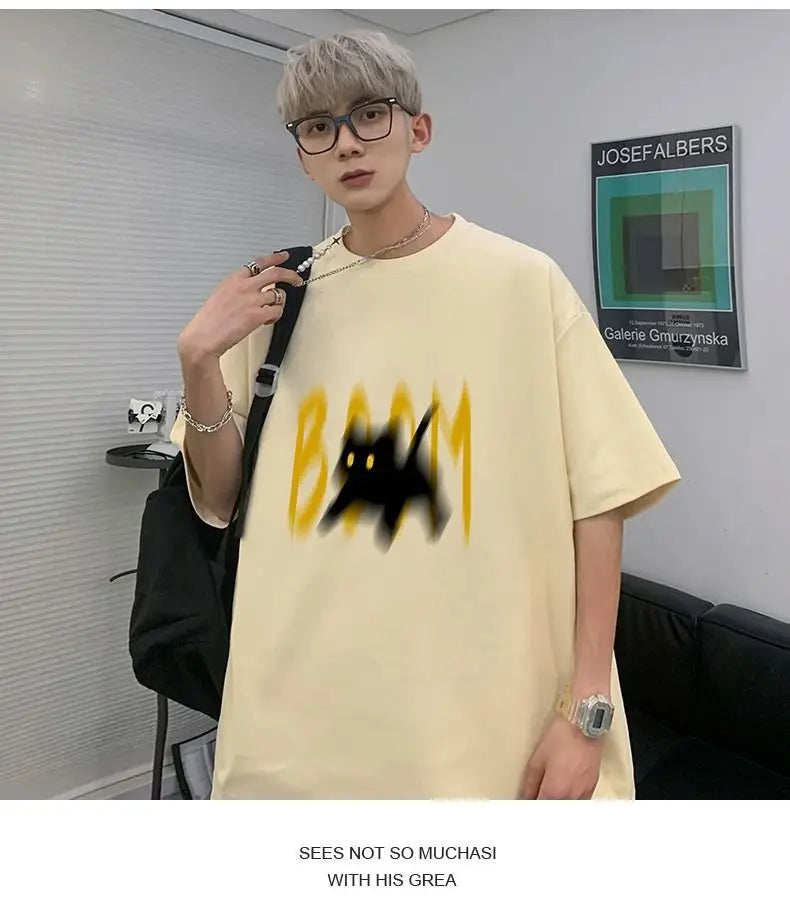 Cyberpunk Aesthetic piece – Japanese Fun And Trendy Cat Print New Short Sleeved T Shirts