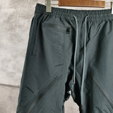 nylon deconstructed zipper up splicing cargo pant for mens black overalls streetwear function bilayer slim fit joggers pants unique joggers style 1389