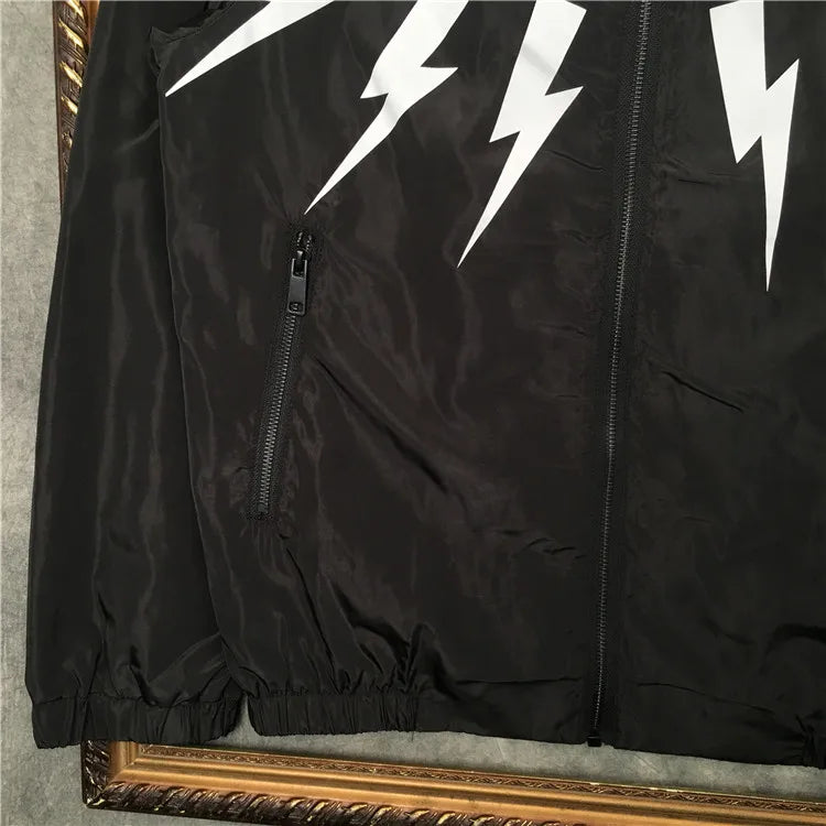 New 2022 Warm Winter Luxury Men thunderbolt Neil Zipper Casual Mess Inside Windbreaker With Hoody Trench Jackets Coat #A457