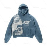 Y2K Skull Print Hoodie Streetwear Harajuku Oversized Skull Vintage Cou