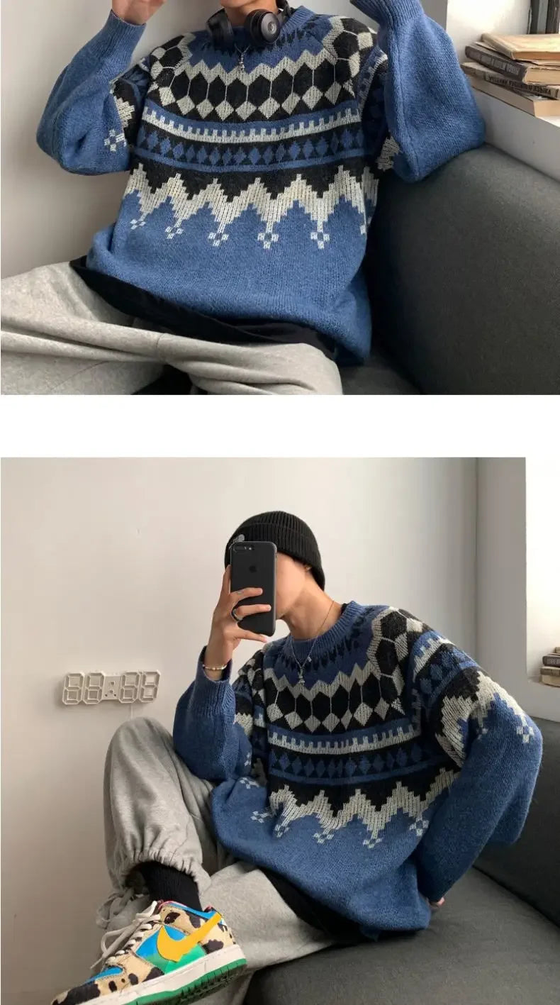 varsity knit sweater with retro streetwear styling for fall and winter outfits, ideal for men’s fashion and seasonal streetwe