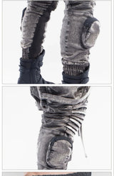 vintage motorcycle trousers joggers mens asymmetric straped pleated cross pants function elastic waist trousers unique joggers style 4606