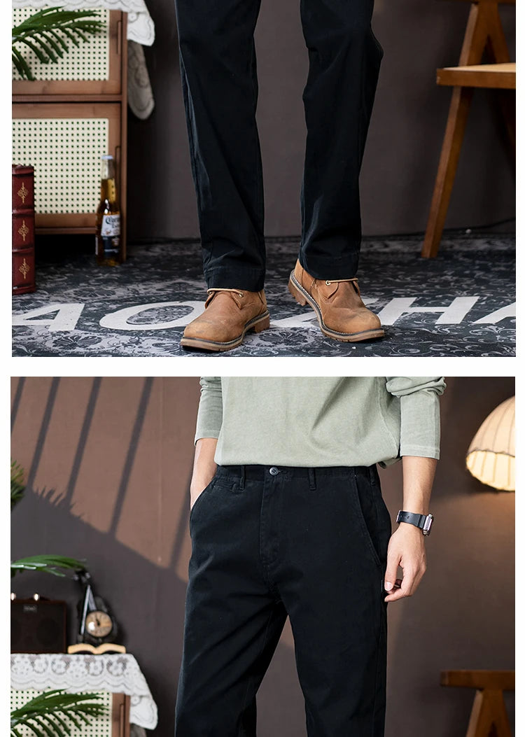 men american retro handsome loose casual business pure cotton pants japanese amikaji fashion straight cargo pant trouser unique cargo style 2511