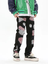 patchwork harajuku denim jeans mens zipper jeans hip hop fashion streetwear new casual straight joggers pants jeans for men unique joggers style 2467