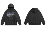 2023 Hoodie Sweatshirt Men Streetwear Retro Mountain Graphic Hooded Pu