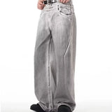 street mens jeans hip hop double waist head gradient smudging trend denim pants y2k 2024 new streetwear american cowboy trousers ripped baggy denim