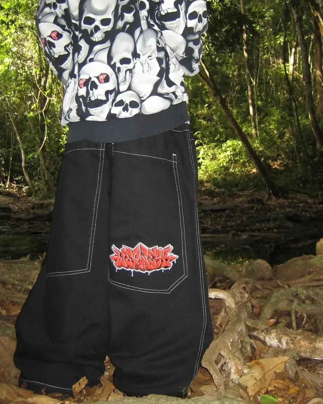 hip hop rock embroidery 3pm baggy jeans men harajuku y2k street pattern vintage high waist wide leg jeans straight leg pants unique jeans style 2035