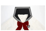 Harajuku Sweet Thicknecked Bow College Coat Woman Zip Up Hoodie Sailor
