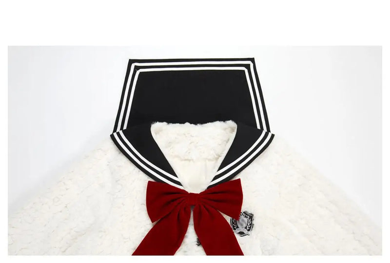 Harajuku Sweet Thicknecked Bow College Coat Woman Zip Up Hoodie Sailor