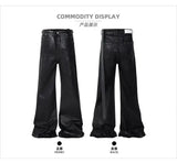 european and american street batik black paint coat wide jeans pants fashionable baggy contoured distressed flared denim jeans unique jeans style 1591