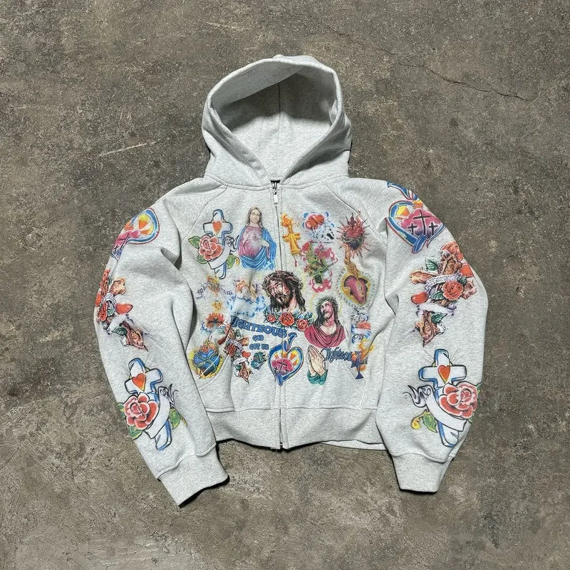 Retro Oversized Sportswear Fashionable Luxury Brand Revived King Print