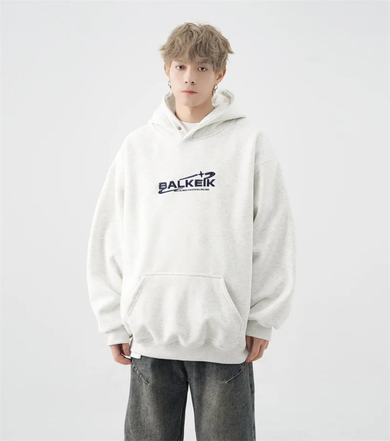 Half Zip Knit Streetwear Sweater – Winter Letter Embroidered Baggy Hoodies For Men Y2K Vintage Streetwear Hooded Sweatshirt Hip Hop Fashion Fleece Pullover Hoody | Zip Knit Drop #211
