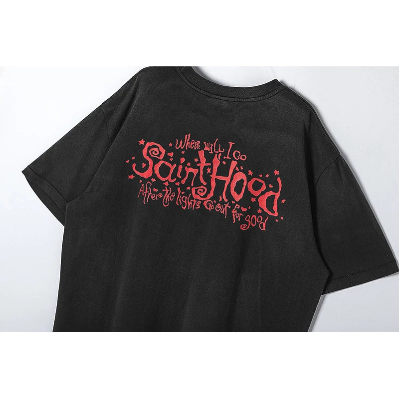 Sadcore T-Shirt – Saint T Shirt Men Woman Summer Good Quality O Neck Loose Let – Urban Streetwear for Men & Women
