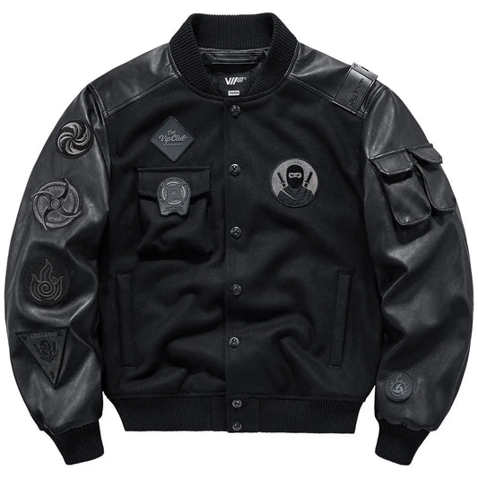 Autumn/Winter Baseball Suit Men's Wool Heavy Work Coat Ninja Embroidered American Retro Flying jackets for men leather jacket