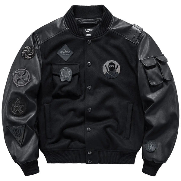 Autumn/Winter Baseball Suit Men's Wool Heavy Work Coat Ninja Embroidered American Retro Flying jackets for men leather jacket