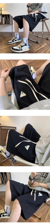 summer mens letter appliques waffle shorts baggy running wide leg casual short pants solid drawstring gym straight y2k shorts unique shorts style 3510