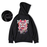 New Lion Dance Graphic Hoodies For Men Y2K Streetwear Fleece Hooded Sweatshirts