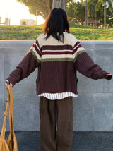 grunge knit sweater with heavyweight fabric, layered urban look for cold weather, street fashion menswear trend for seasonal 