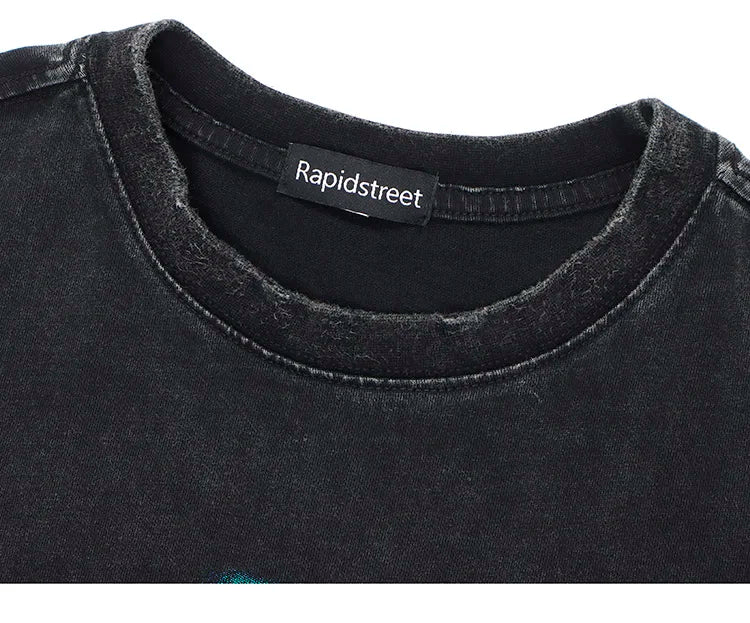 Sadcore Streetwear top – Vintage Punk Men Oversize Tshirt Streetwear Hiphop Abstract