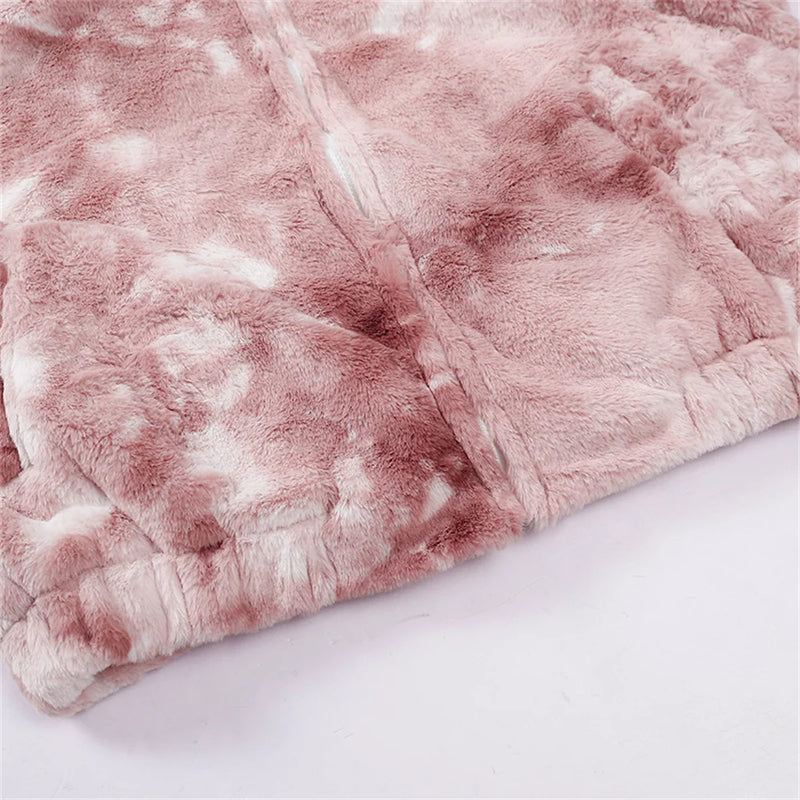 Abcvan Snaki 2023 New High Quality Tie Dyed Rabbit Hair Cotton Coat Men's and Women's Coat