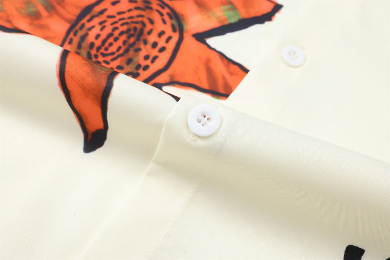 24SS Vintage Retro Starfish Direct Print High-Street Casual Beach Style Quality Short Sleeve Shirt