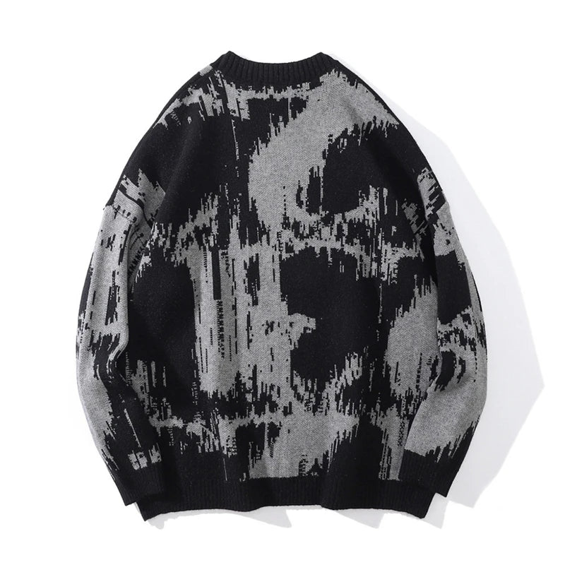 techwear street knit hoodie with oversized flame detail for urban fall winter outfits, street fashion menswear trend for seas