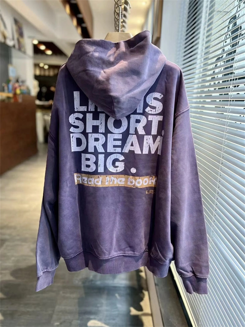 FP Brand Fashion New REEBORN Cracked Slogan Print High-Street Oversized Casual Cotton Hoodie Sweatshirt