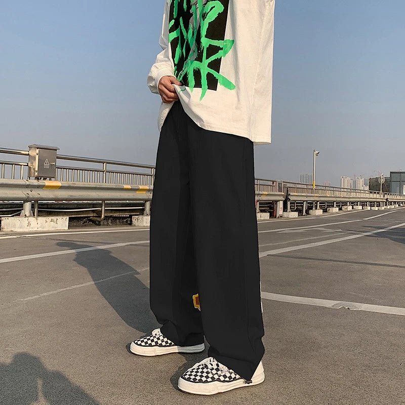 preppy style letter embroidery straight men baggy tracksuit pants y2k clothes sweatpants male drawstring casual long trousers streetwear sweatpants