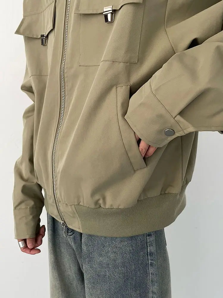 Season Fashionable Retro Airplane Jacket Men's Loose Street Y2K Niche Shoulder Pad Lapel Jacket