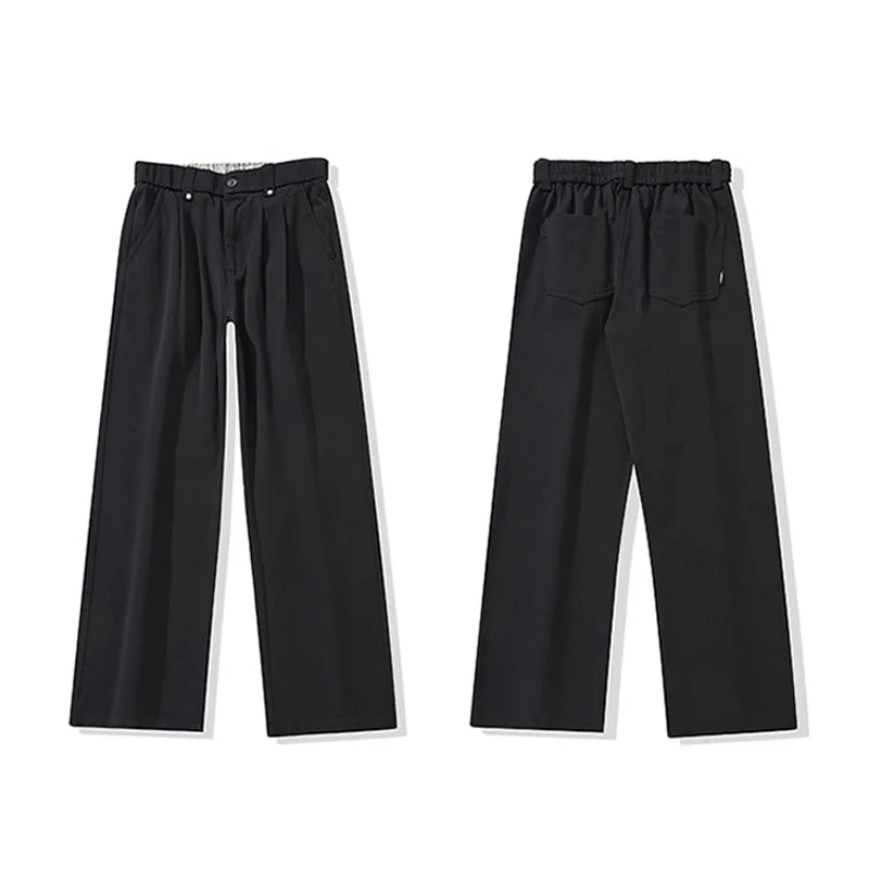 mens trend streetwear fashion loose casual plus size straight wide leg suit pant office man commute work pants trousers menswear bottoms