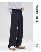 men bright line elastic waist streetwear fashion loose casual plus size straight suit pants work man business trousers unique default style 1942