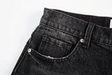 high street black washed straight jeans lowrise hip hop ripped jeans pants for men baggy vintage fashion wide denim pants women unique jeans style 5368