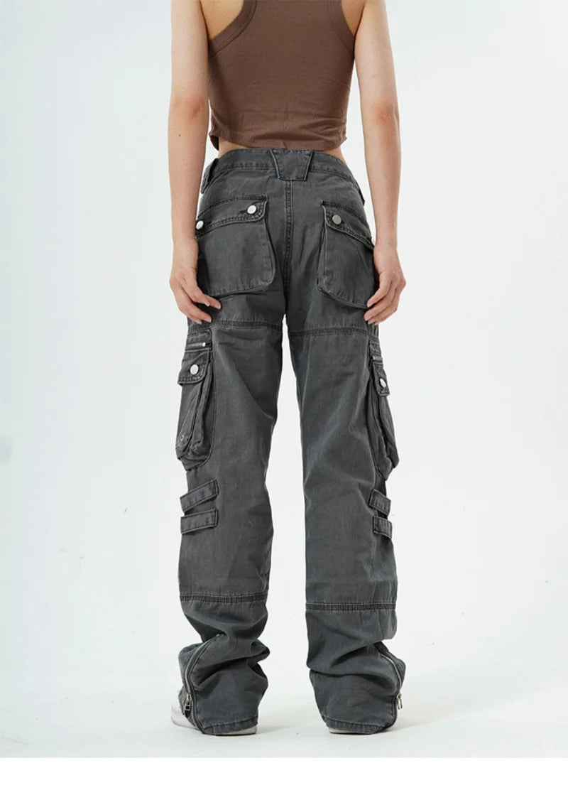 hip hip pants retro cargo harem pant streetwear side pockets harajuku joggers unisex new casual loose straight cotton trousers urban active pants