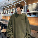 Trendy Korean Imitation Suede Round Neck Sweatshirt Men in Autumn and Winter Ins Trendy Style American Loose Couple Jacket Top