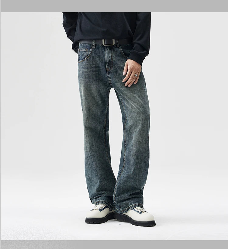 mens plus size retro fashion streetwear loose casual micro flared denim pants jeans cityboy jeans trousers 28 40 unique jeans style 2714