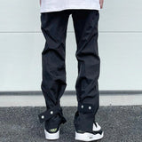 high street zipper pockets quick dry vibe style mens track pants elastic waist straight retro black casual trousers urban fashion pants
