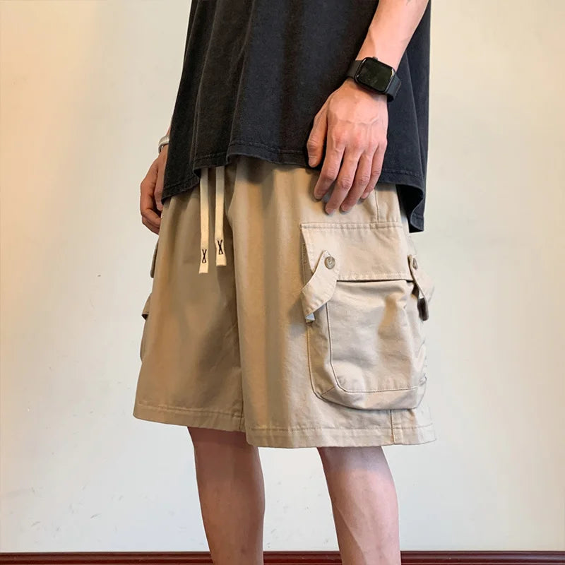 summer mens cargo shorts 2024 new outdoor multi pocket basketball casual loose work pants male drawstring y2k bermuda hombre baggy cargo bottoms
