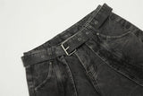 american high street vibe fashion splice jeans mens belt loose casual vintage wide leg straight denim baggy jeans pants trouser unique jeans style 1451