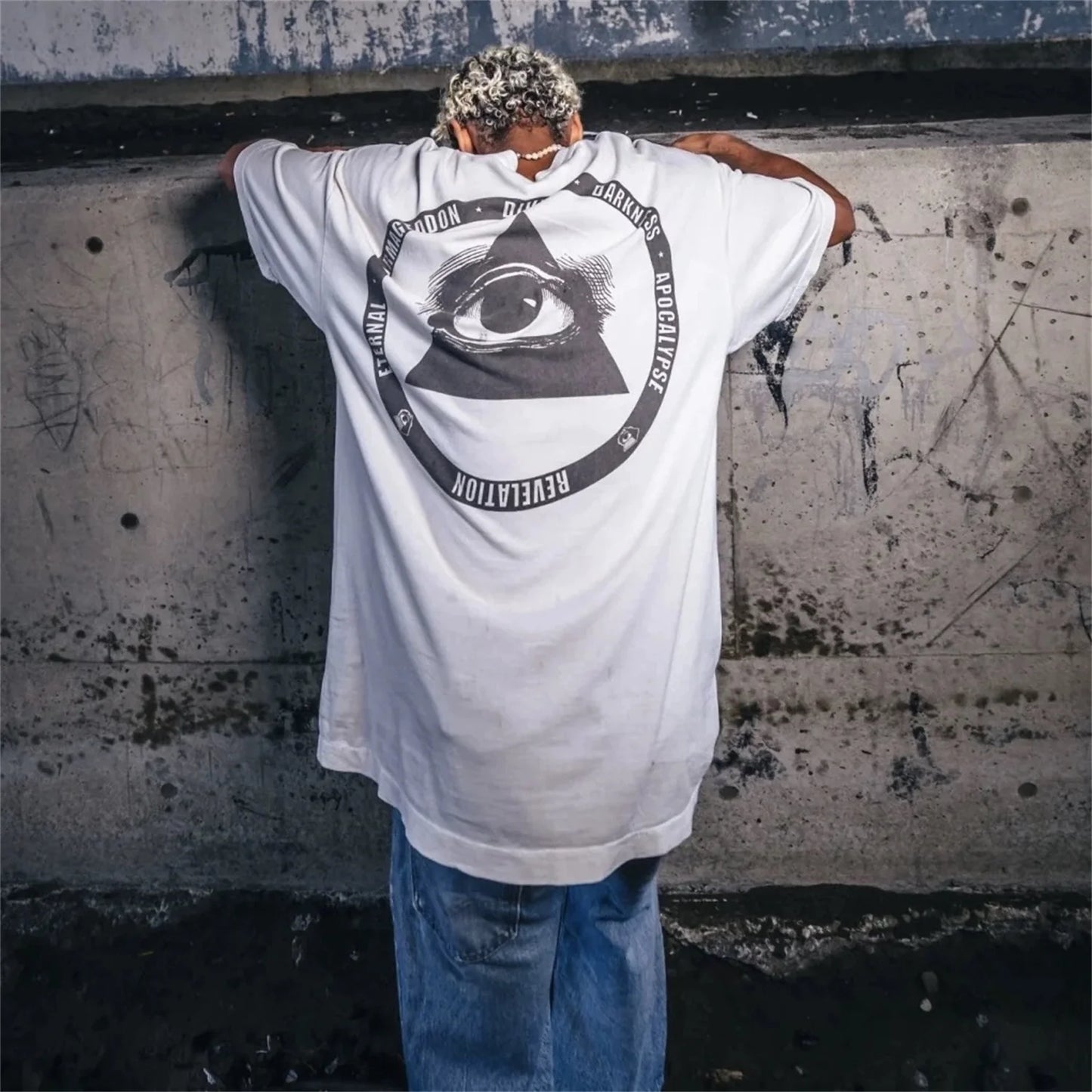Summer 24ss Cross Print Brand Fashion Round Neck High-Street Round Neck Cotton Long Sleeve T Shirt Pullover