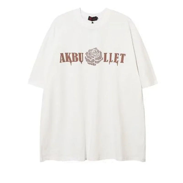 Harajuku Crying character – Floral Rose Graphic Printed Short Sleeve T Shirt For Men Hip