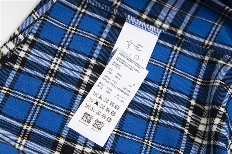 24SS New THUG CLUB Trendy Sword Print High-Street Cotton Vintage Plaid Shirt
