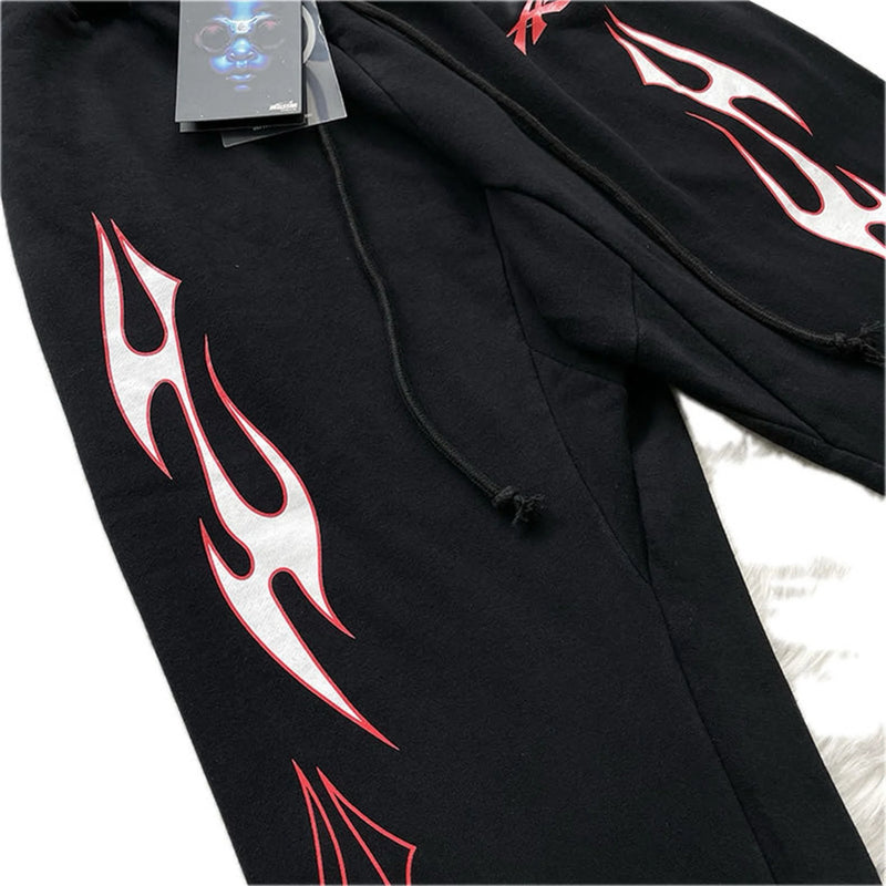 new arrival hs studios airbrushed skull print high street cotton winter pants sport casual pants relaxed fit trousers