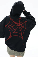 trapwear barcode glitch featuring fashion spider web printed hoodies unisex hip hop y2k sweatshirt streetwear mens casual hooded autumn warm loose tops hoodies