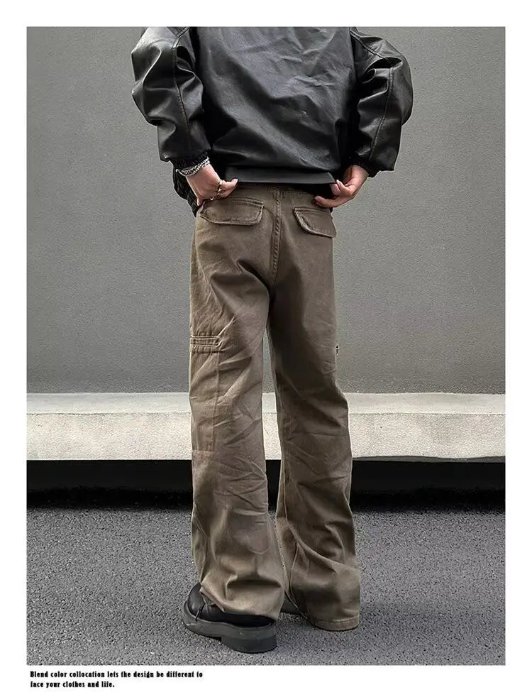 american high street retro men and women trendy straight work pants couple spring and autumn hip hop loose casual pants y2k unique default style 814