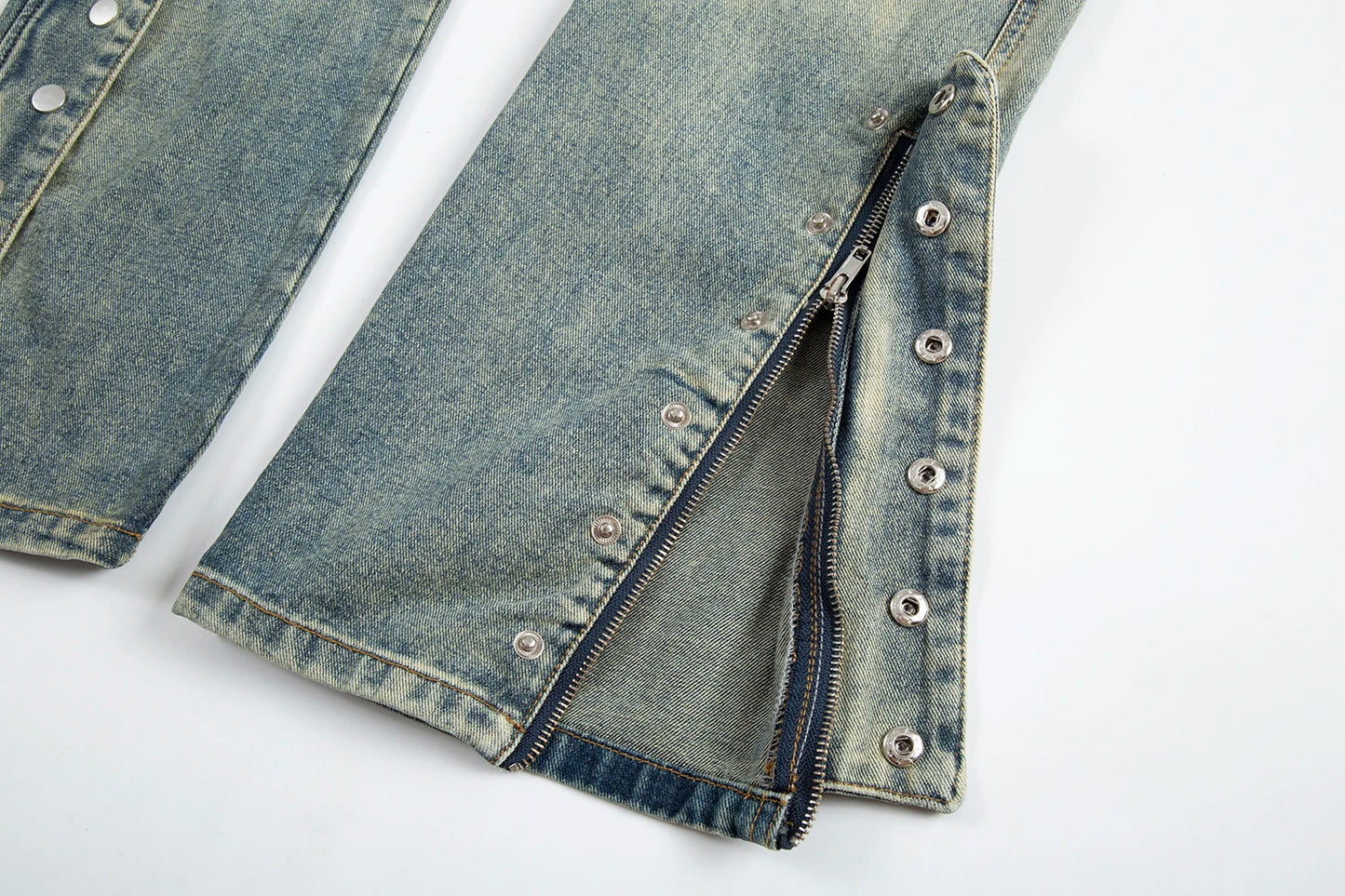 y2k streetwear side zipper buckle baggy pencil jeansfor menwshed hole ripped distressed pantalones hombre loose denim trousers unique jeans style 546