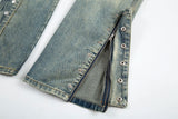 y2k streetwear side zipper buckle baggy pencil jeansfor menwshed hole ripped distressed pantalones hombre loose denim trousers unique jeans style 546