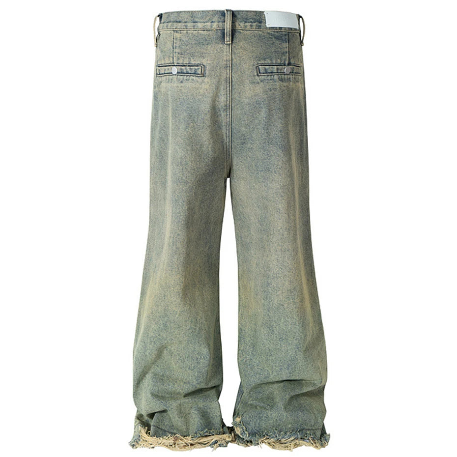 men vintage jeans distressed retro loose straight denim pants 2024 man ro style jeans trousers denim street jeans