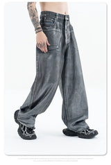 Autumn/winter 2024 loose wash jeans with silver coating